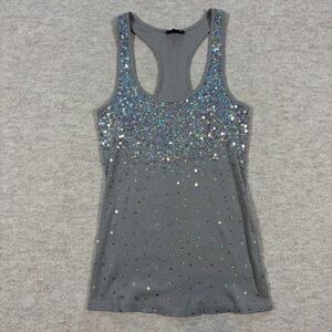 Express Gray Sequin Racerback Tank